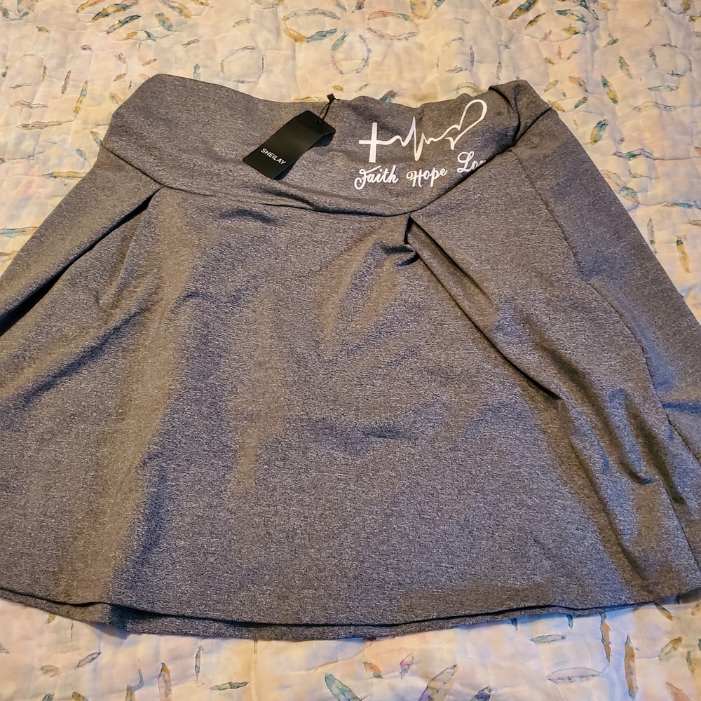 Chic Gray A-Line Skirt with Inspirational Script